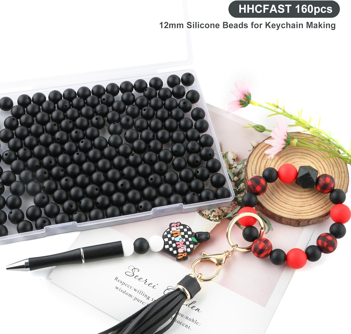 65Pcs 19mm Silicone Beads for Keychain Making Bracelet Necklace, Bulk Round Silicone Beads for Pens（Christmas Green） - Colors A
