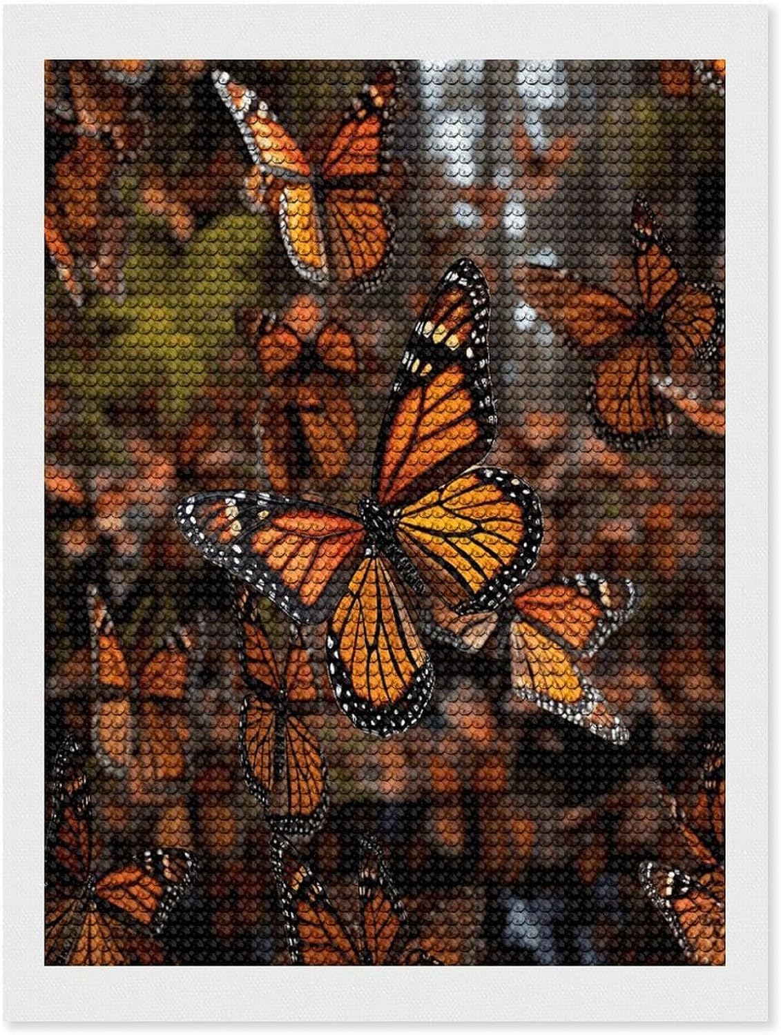 VstaDank Monarch Butterflies Diamond Painting Kits Exquisite DIY Full Round Drill Diamond Dots Painting for Adults Beginner Diamond Photo Paint with Diamond Picture Art Wall Decor 12"x20"