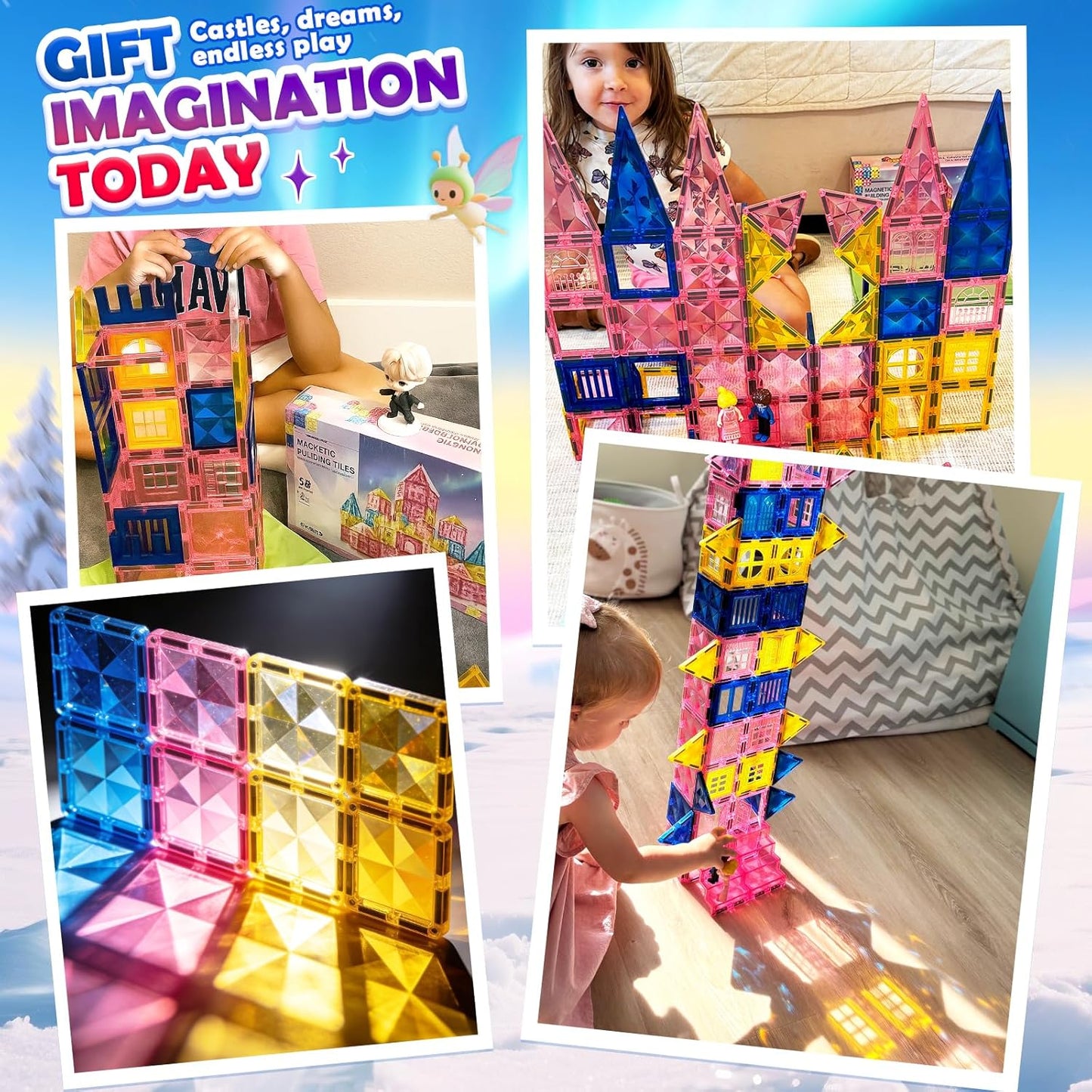 Soyee Diamond Magnetic Building Blocks - Princess Toys for 3-8 Year Old Girls & Boys - 3 4 5 6 Year Old Girl Birthday Xmas Present