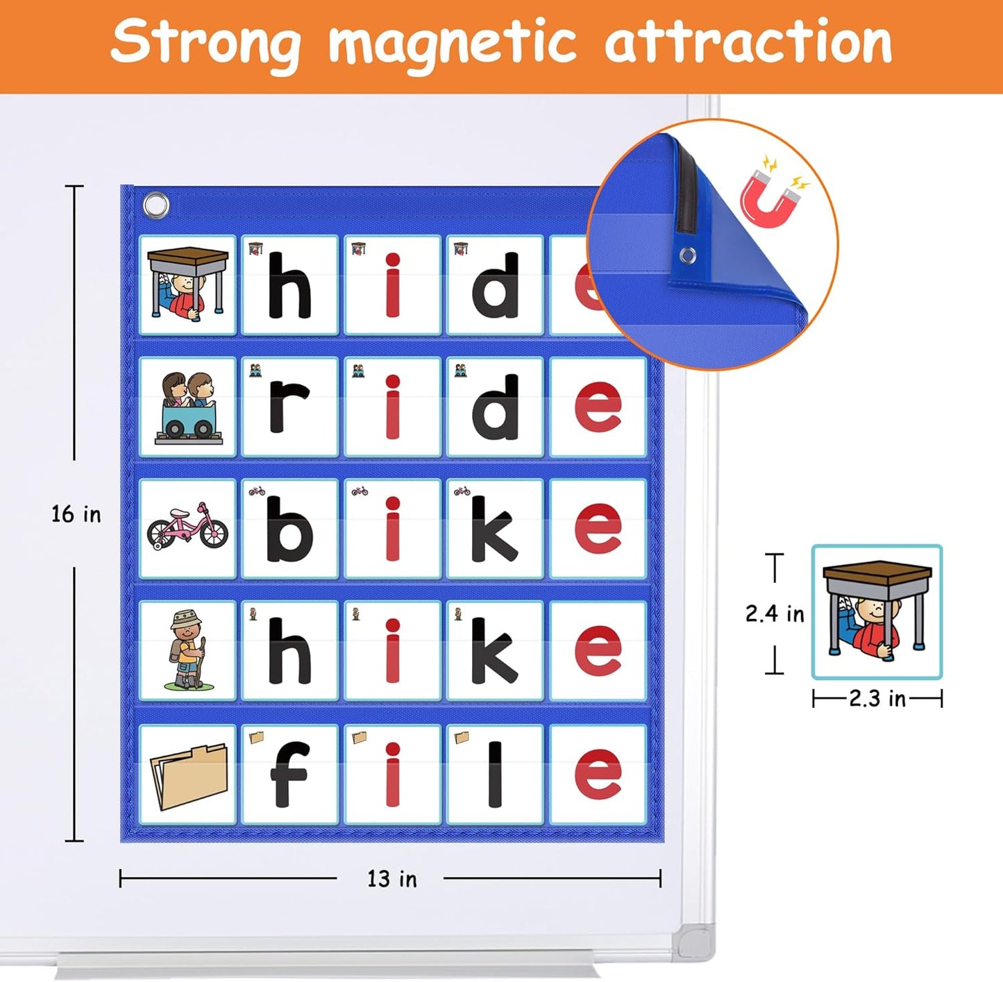 ABCxGOOD CVC Word Building Pocket Charts with 64 Phonics Flash Cards Kindergarten Classroom Must Haves, CVC Literacy Games for Beginners in Reading and Spelling.