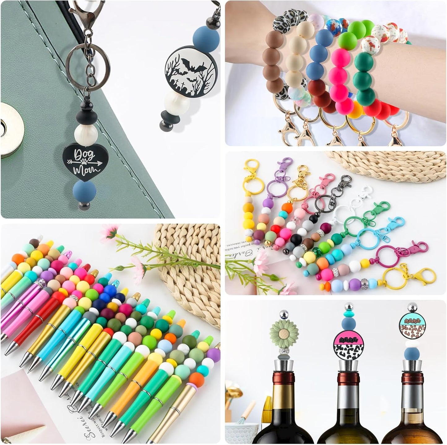 65Pcs 19mm Silicone Beads for Keychain Making Bracelet Necklace, Bulk Round Silicone Beads for Pens（Christmas Green） - Colors A