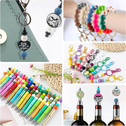 65Pcs 19mm Silicone Beads for Keychain Making Bracelet Necklace, Bulk Round Silicone Beads for Pens（Christmas Green） - Colors A