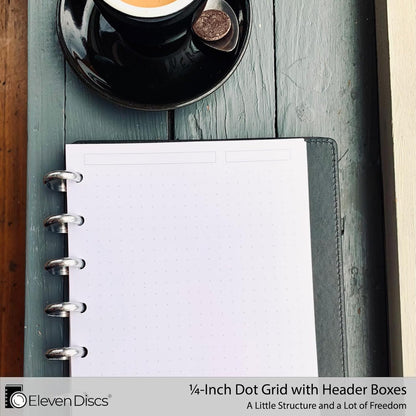 Eleven Discs Discbound Paper, Junior Size Mileage Log Sheets - Premium 120gsm Heavyweight Notebook & Planner Refills - 8 Discs, 5.5 x 8.5 in - Punched for Circa, Arc, TUL (50 Sheets)