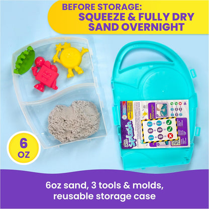 Kinetic Sand, Splash Starter Case with 6oz Color-Change Play Sand, 3 Tools & Molds, Reusable Storage, Sensory Toys, Holiday Gifts & Stocking Stuffers for Kids Ages 3 and up