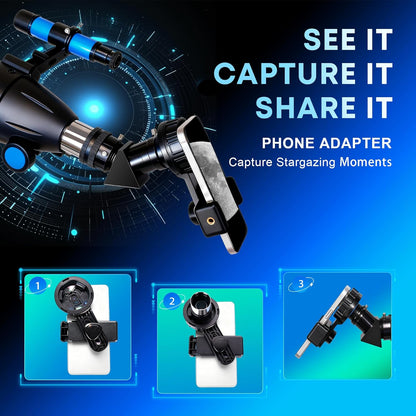 Hawkko Telescope for Adults & Kids, 80mm Aperture 600mm High Powered Telescope for Astronomy Beginners - Refractor Telescopes with AZ Tripod, Phone Adapter and Portable Bag for Moon Observation