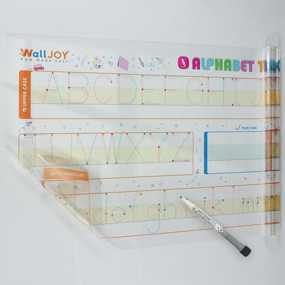 Dry Erase Handwriting Practice for Kids – 39.4×16” Large Clear Lined Dry Erase Board, Whiteboard with Lines that Sticks to Any Surface