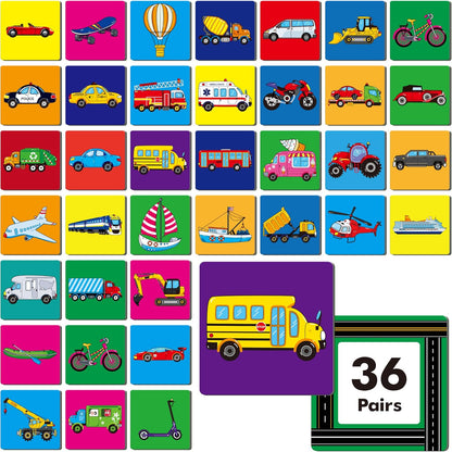 Hebayy 72 PCS Memory Matching Game, Real Animal Matching Cards for Toddlers 36 Pairs Memory Cards for Preschool 4 5 6 Years Old