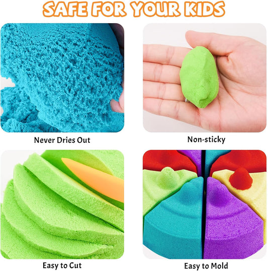NiToy FlexiSand Value Pack 19lbs of 10 Colored Moldable Self-Sticking Sand, Never Dries Out-Fun for 3 Years and up Kids Bulk Refill for Sensory Sand Box Toys, Ideal for Shaping, Squeezing and Molding