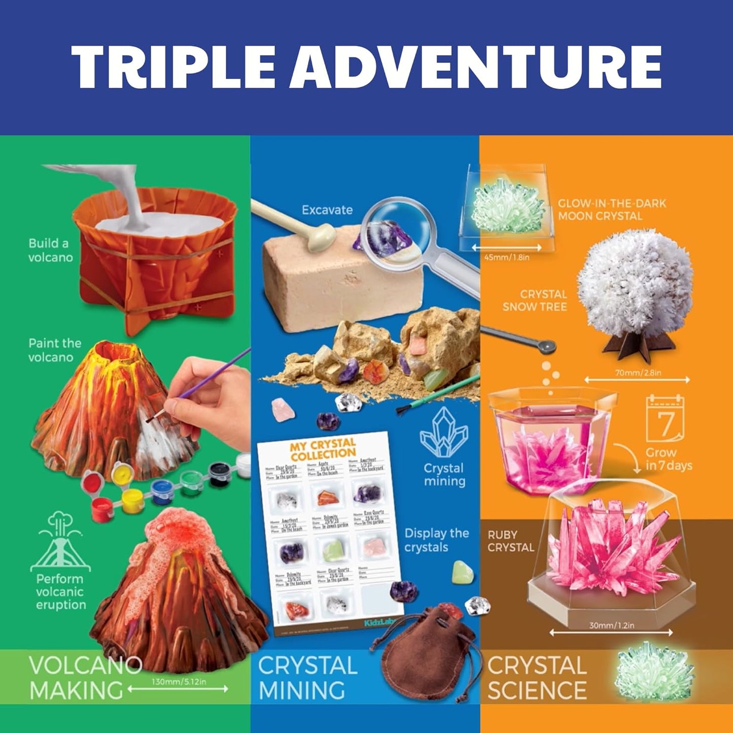 4M - STEAM Earth Science - Educational Science Kits for Kids Ages 5+ with 5 Experiments: Volcano Eruption, Excavate Crystals, Crystal Growing, & More - Hands-On Geology STEM Learning Science for Kids
