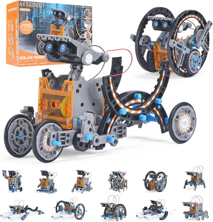 AESGOGO STEM Projects for Kids Ages 8-12, Solar Robot Science Building Kits, Birthday Gifts for 8 9 10 11 12-16 Year Old Boys Girls Teens, Robotics Powered by Sun or Battery(Not Include).