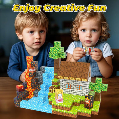 Magnetic Blocks, Build Mine Magnet World Forest Farm Edition, Magnetic Building Blocks for Kids Ages 4-6 6-8 8-12, Sensory STEM Toys for Boys & Girls
