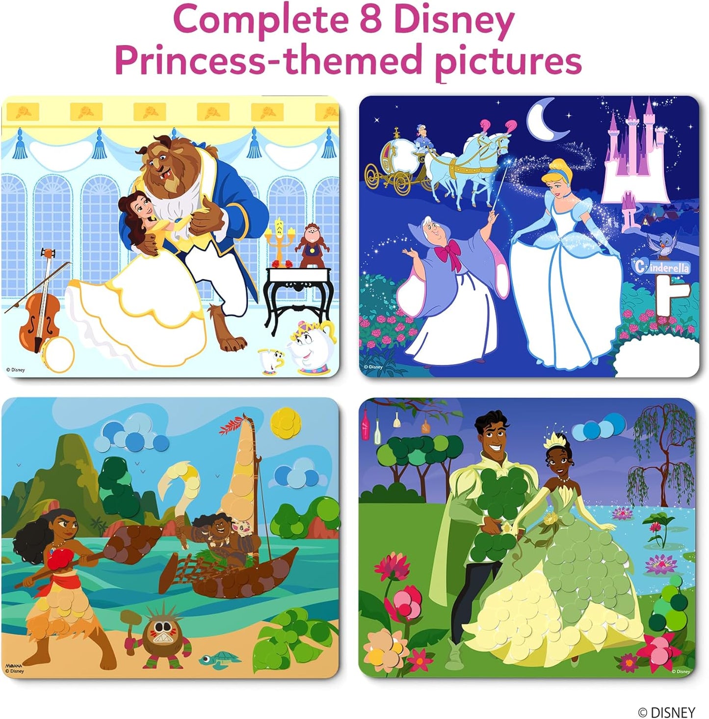 Skillmatics Dot It Sticker Art - Disney Princess, Mess-Free Fun for Kids, 500+ Stickers, Craft Kits, DIY Scrapbooking Activity, Gifts for Girls & Boys Ages 3, 4, 5, 6, 7