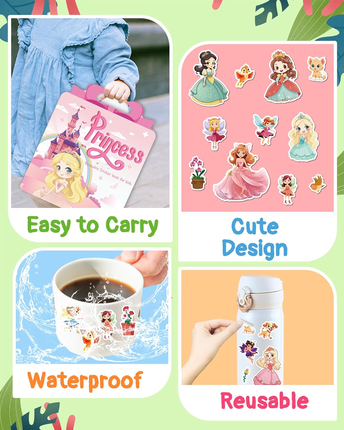 Benresive Reusable Sticker Books for Toddlers, Fun Travel Stickers for Kids, Toddler Sticker Book, Crafts Activities for Toddlers, 3 and Up Birthady Gifts - Vehicle