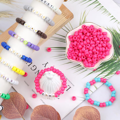 Auvoua 1000Pcs Pony Beads Bracelet 9mm Yellow Plastic Barrel Pony Beads for Necklace,Hair Beads for Braids,Key Chain,Jewelry Making (Yellow)