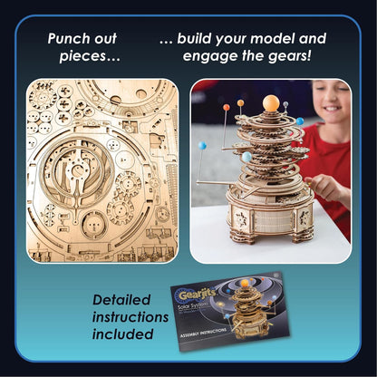 MindWare Gearjits: Solar System – Wooden 3D Building Puzzle for Teens & Adults – DIY Solar System Model – Fun for Parents Too! – Great STEAM Gifts for Ages 12+
