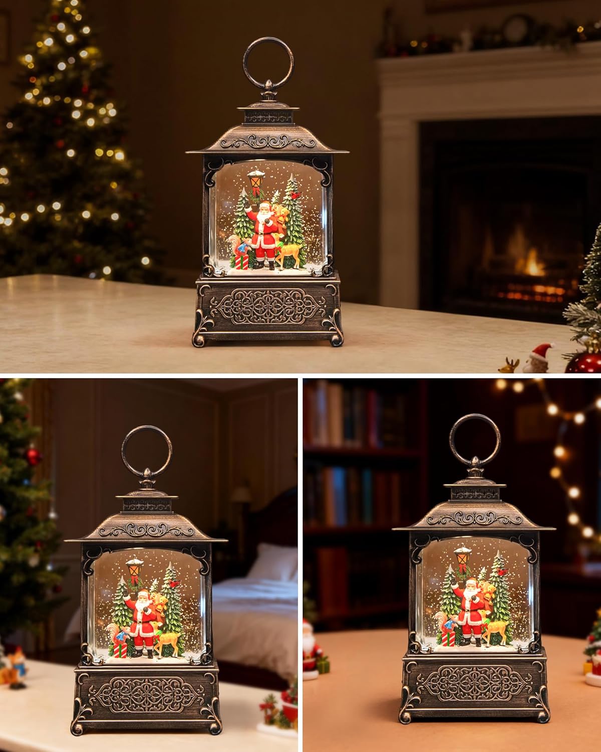 Extra Large Christmas Snow Globes Christmas Lantern, 12.99" Musical Snow Globe with 8 Songs, Santa Snowglobe for Kids Adults, 6H Timer Dual Power, Lighted Christmas Decorations Indoor Gifts