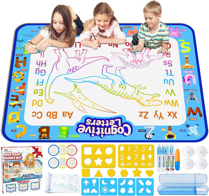 Jasonwell Aqua Water Doodle Mat 48 x 36 Inches Large Magic Drawing Doodling Mat Coloring Mat Educational Toys Christmas Birthday Gifts for Kids Toddler Boys Girls Age 2 3 4 5 6 7 8 Year Old (Galaxy)