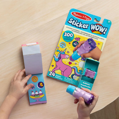 Melissa & Doug Sticker Wow!™ Sticker Stamper and 24-Page Activity Pad, 300 Stickers, Arts and Crafts Fidget Toy Collectible Character – Dinosaur - for Kids Ages 3+ - FSC Certified