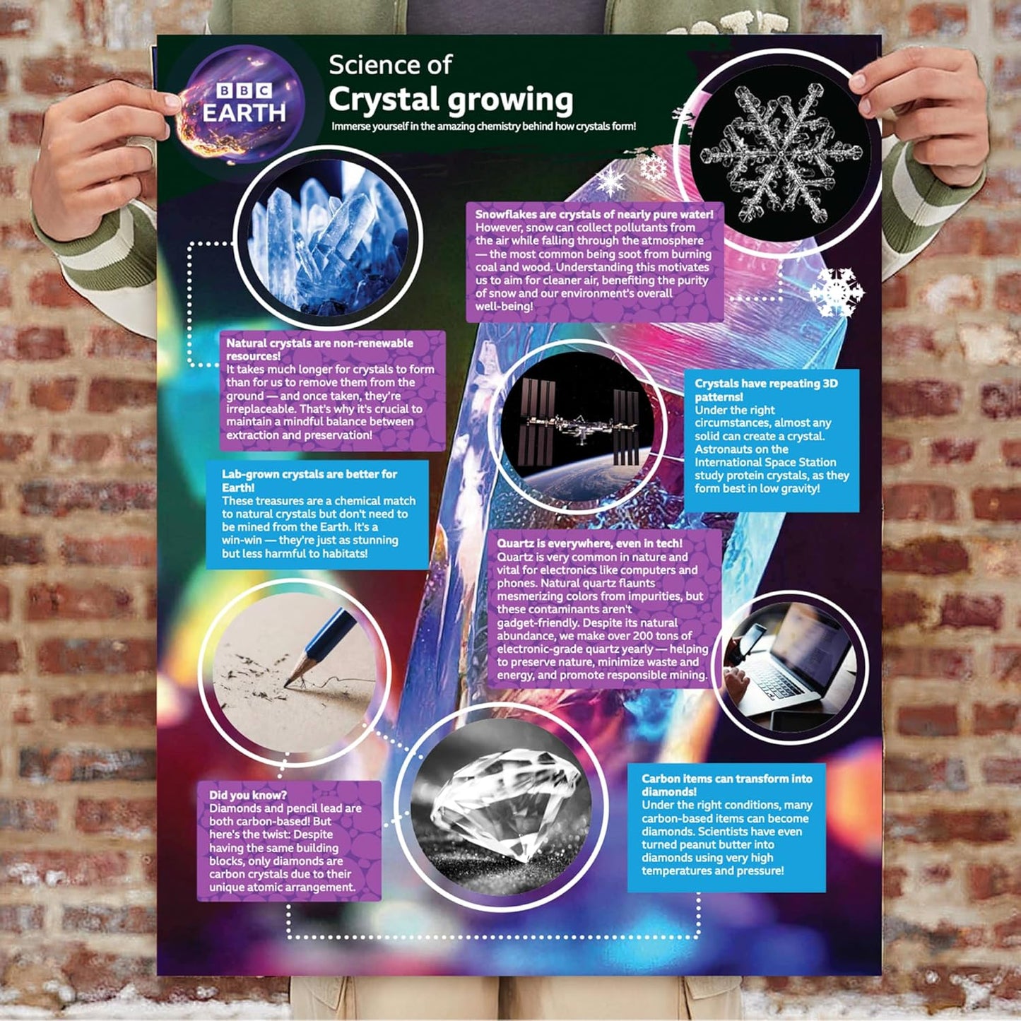 BBC Earth Grow & Discover Crystal Aquarium, Grow Colorful Cave-Like Crystal Formations Inside Reusable Tank, Magic Rocks, STEM Toys, Unique Crystal Growing kit, Science Experiments for Kids 6-8