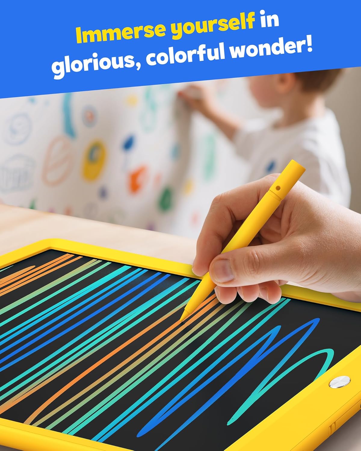 TEKFUN LCD Writing Tablet for Kids, 10-inch Coloring Drawing Pad, Mess Free Doodle Board, Airplane Travel Toys for Boys and Toddlers, Road Trip Essentials, Gifts for 3 4 5 6 7 8 Year Old Girls(Blue)