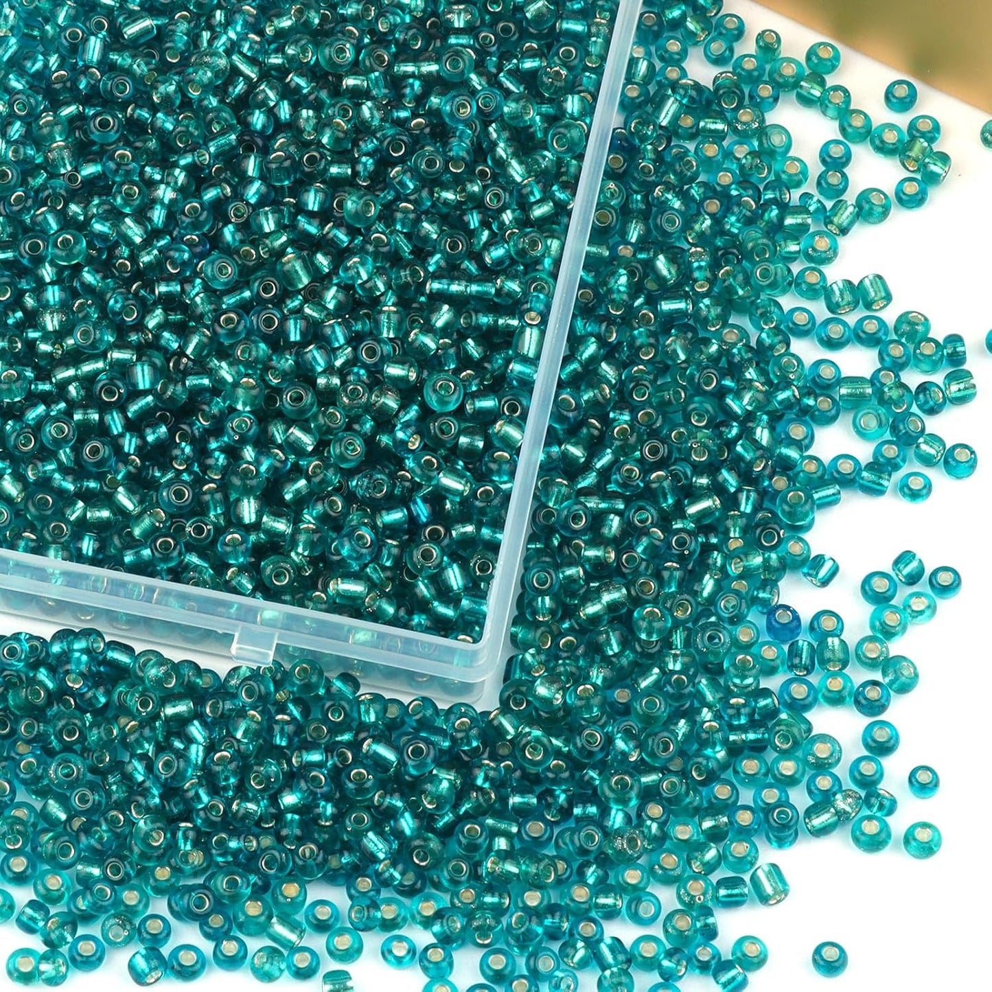 10100 Pcs Size 11/0 Glass Seed Beads, 2 mm Dark Green Small Mini Spacer Loose Pony Beads for Jewelry Making and DIY Crafts - Colors A