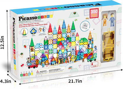 PicassoTiles 101 PCs Magnetic Tiles Building Block with Storage Case Included Bold Colors Travel Carry Case Construction Set for Boys & Girls Great Gift Preschool Kindergarten Montessori Playing Toys