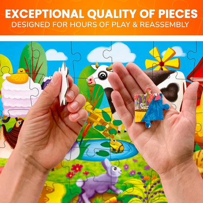QUOKKA Puzzles for Toddlers 3-5 - 4 x 30 Pieces Puzzles for Kids Ages 2-4 - Animal Learning Jigsaw Puzzles for Kids 4-6 Years Old - Educational Toys for Boy and Girl