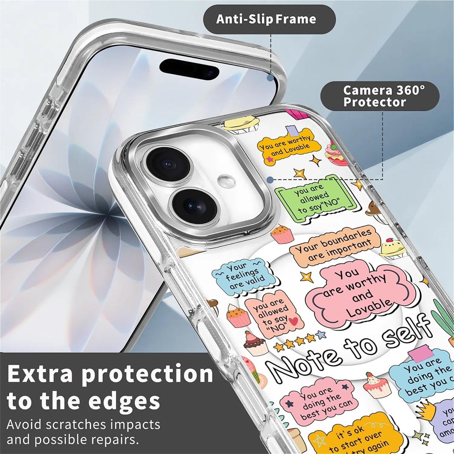 for iPhone 17 Pro Max Case [Compatible with Magsafe],Girls Women Clear Magnetic Case Silicone Shockproof Protective Cover with Pattern Colorful Motivational Letters