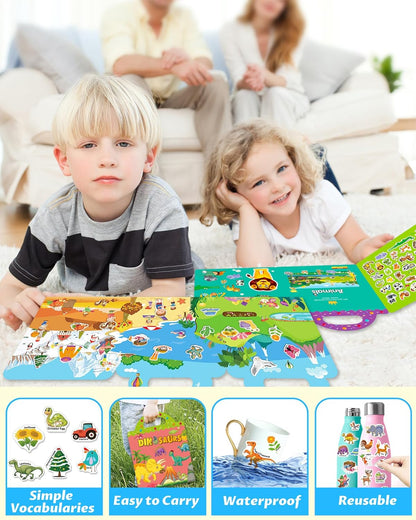 Walenced Reusable Sticker Book for Toddlers, Stickers for Kids, Toddler Sticker Book, Toddler Craft Activities, Toddler Travel Toys Ages 3 and Up Boy Girl Birthday Gifts