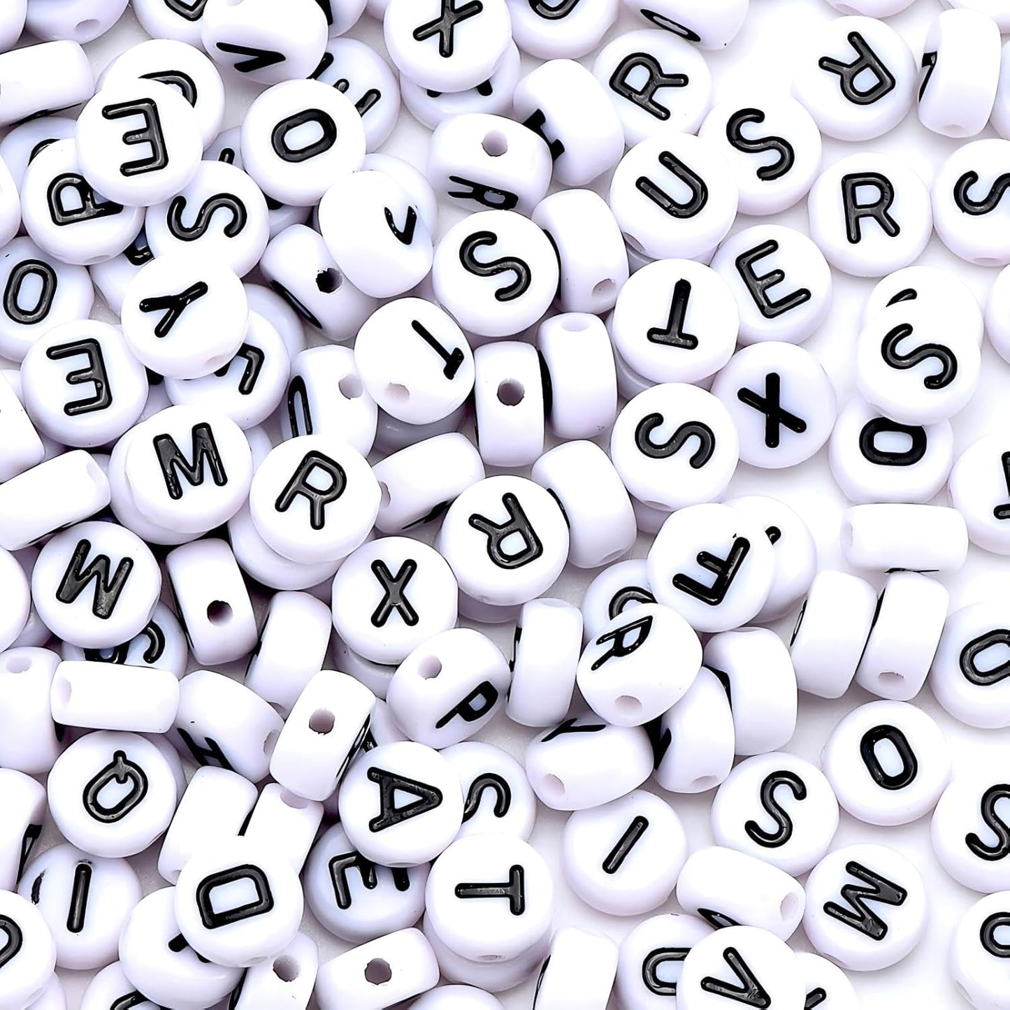 1600Pcs White and Silver Round Letter Beads A-Z, 4X7mm Acrylic Alphabet Beads for Jewelry Making
