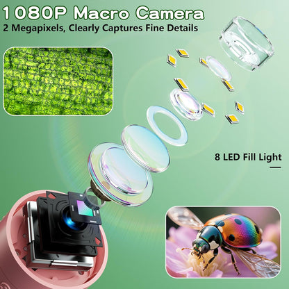 Odatay Microscope for Kids with 12 Slides, 100X-1000X 1080P Digital Handheld Kids Microscope, Mini Portable Pocket Miniscope Science Toys Gifts for 3+ 4 5 6 7 8 9 10 11 12 Year Old Boys Girls, Blue
