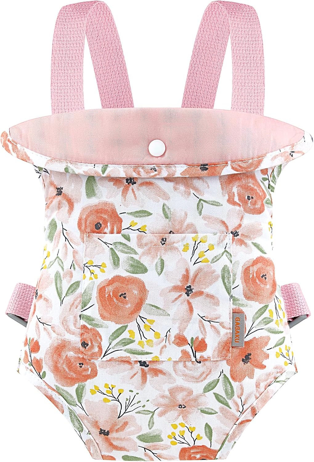 GAGAKU Baby Doll Carrier for Little Girls, Reborn Doll Accessories for Toddlers 3+ Years Old, Kids Toy Baby Dolls Sling Carrier - Pink - Moonflower