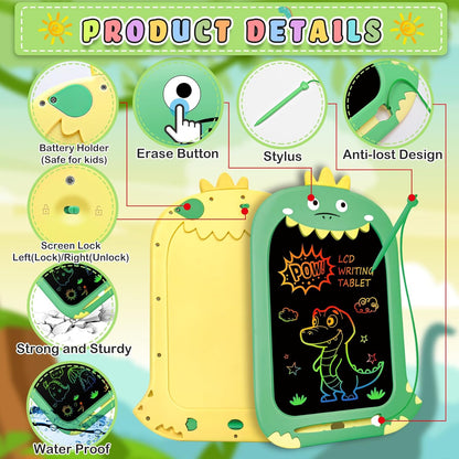 Toddler Toys Age 1-2,10IN Drawing Tablet Doodle Board Writing Tablet for Kids,Learning Toy for 1 2 3 4 5 6 7 8 Year Old Boys Girls Christmas Birthday Gifts,Travel Games Dinosaur Toy for Boys 4-6