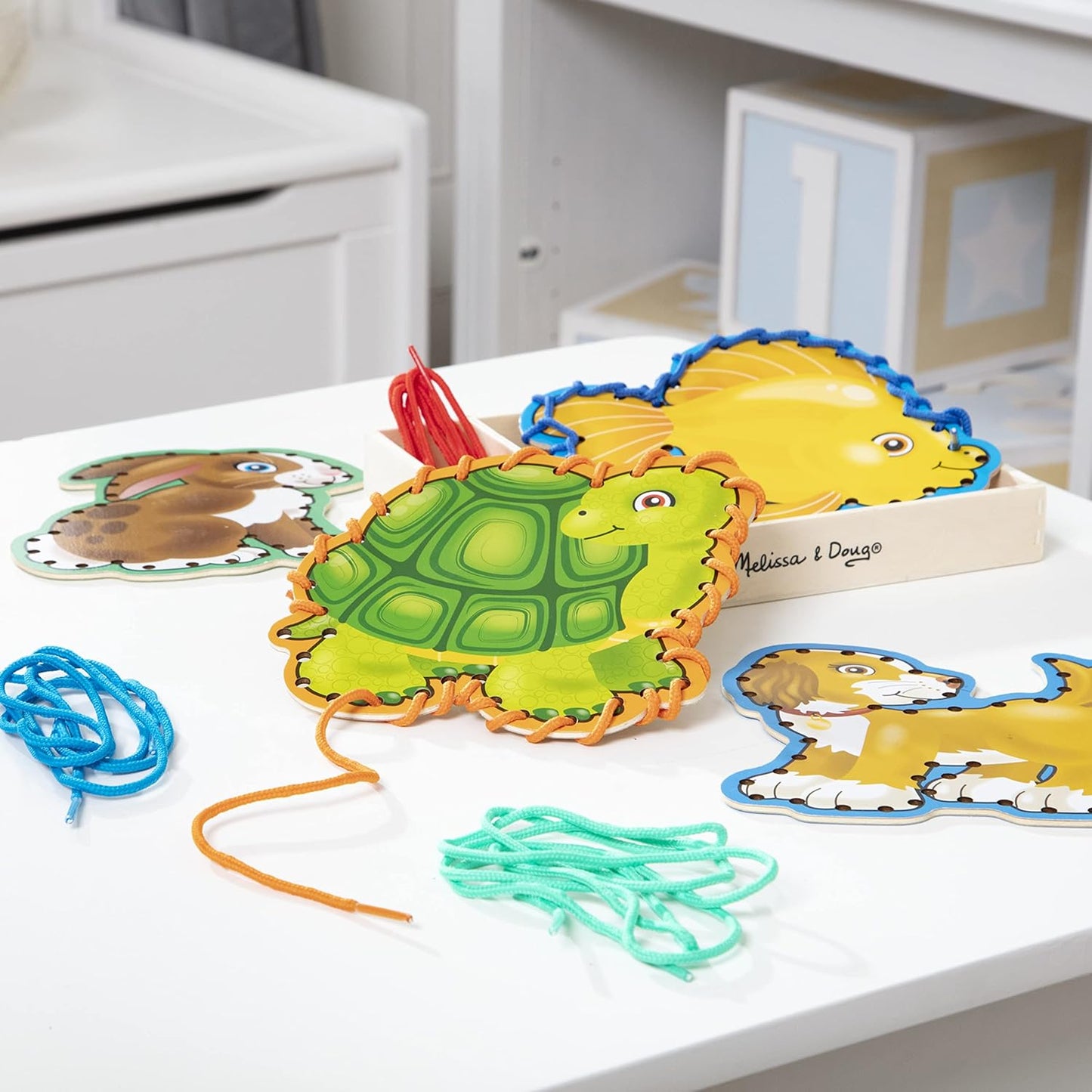 Melissa & Doug Lace and Trace Activity Set: 5 Wooden Panels and 5 Matching Laces - Farm