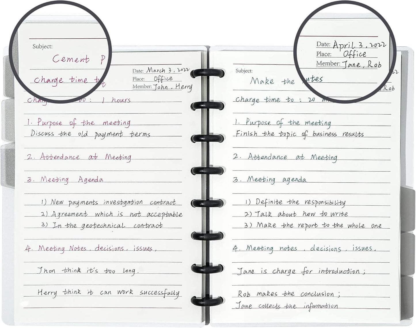Discbound Notebook Refills for 11 Discs Notebooks 8.6 in x 12 in Letter Size 120 Sheets Multi-Subject Project Lined Pages Customizable Removable Pages(100 GSM) Heavyweight Planing Paper
