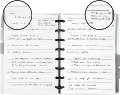 Discbound Notebook Refills for 11 Discs Notebooks 8.6 in x 12 in Letter Size 120 Sheets Multi-Subject Project Lined Pages Customizable Removable Pages(100 GSM) Heavyweight Planing Paper