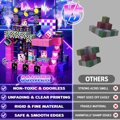 Magnetic Blocks, 150PCS Magnetic Building Blocks, Stacking Magnets for Kids, Sensory Toy for STEM Constructions Magnet Blocks for Girls Age 3+, Christmas Birthday Gifts (Snow Castle)