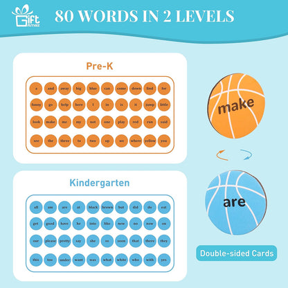 GiftAmaz Sight Words Games, Basketball Flash Cards Letters Learning Game, Toddler Classroom Reading Letters Phonic Spelling Toy, Montessori BoxInPlay, Educational Cardboard Birthday Toy for Kid