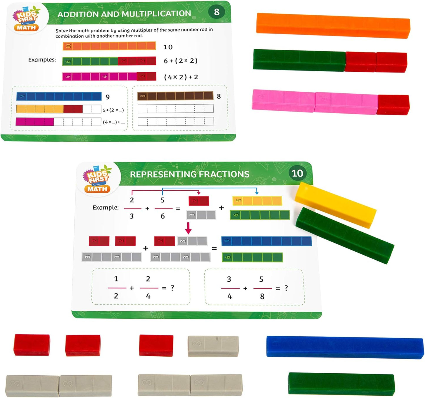 Kids First Math: Number Rods Math Kit w/Activity Cards | Develop Skills in Counting, Sorting, Sequencing, Graphing, Measuring & More | Visual Hands-on Math for at-Home or Classroom Learning, Ages 3+