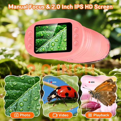 1000X Digital Handheld Microscope for Kids with 2.0" IPS Screen, Outdoor Toys Portable STEM Science Lab Gifts, Rechargeable Pocket Microscope Educational Toy for Boys & Girls Age 4-6 8-12, Orange