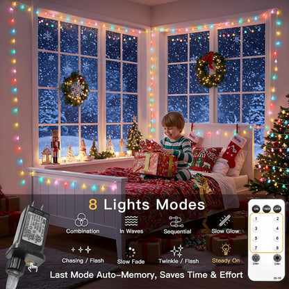 suddus String Lights for Bedroom, 66ft 200 Led Connectable Globe String Lights Indoor, Hanging Fairy Lights Plug in with Remote for Kids Room Dorm Classroom Outdoor Christmas Tree Decor, Warm White