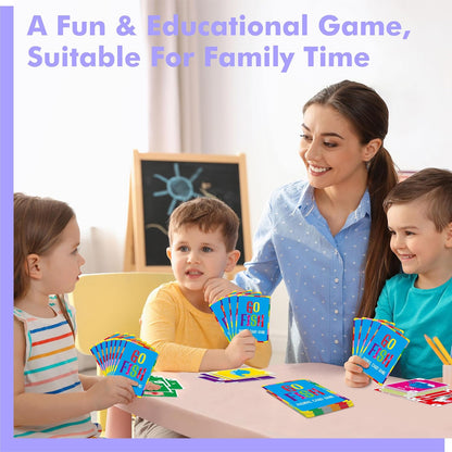 Animal Go Fish Card Game, 48 Animal Themed Cards with Word, Color, Number-Letters Fun Memory Matching Game for Kids Learning, Party Game, Family Gathering, Game Night, Classroom Activities
