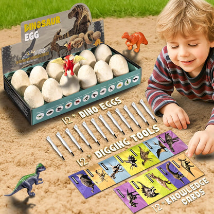 Dinosaur Eggs Dig Kit - 12 Dinosaur Eggs Excavation Science Experiments Kits for Kids Age 3-12, Dino Birthday Party Favors, Archaeology Digging Activities, Easter Basket/Stocking Stuffers