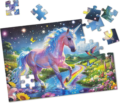 Floor Puzzle for Toddlers, 48 pc Unicorn & Friends Large Educational Jigsaw Puzzle for Kids Ages 4-8, 2 x 3 Feet Giant Toy, Holiday Activity for Ages 3+