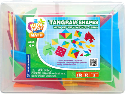 Kids First Math: Tangram Shapes Math Kit w/Activity Cards | 105 Colorful Plastic Geometric Shapes | Explore Geometry, Shapes, Matching | Visual Hands-on Math for At-Home or Classroom Learning, Ages 4+