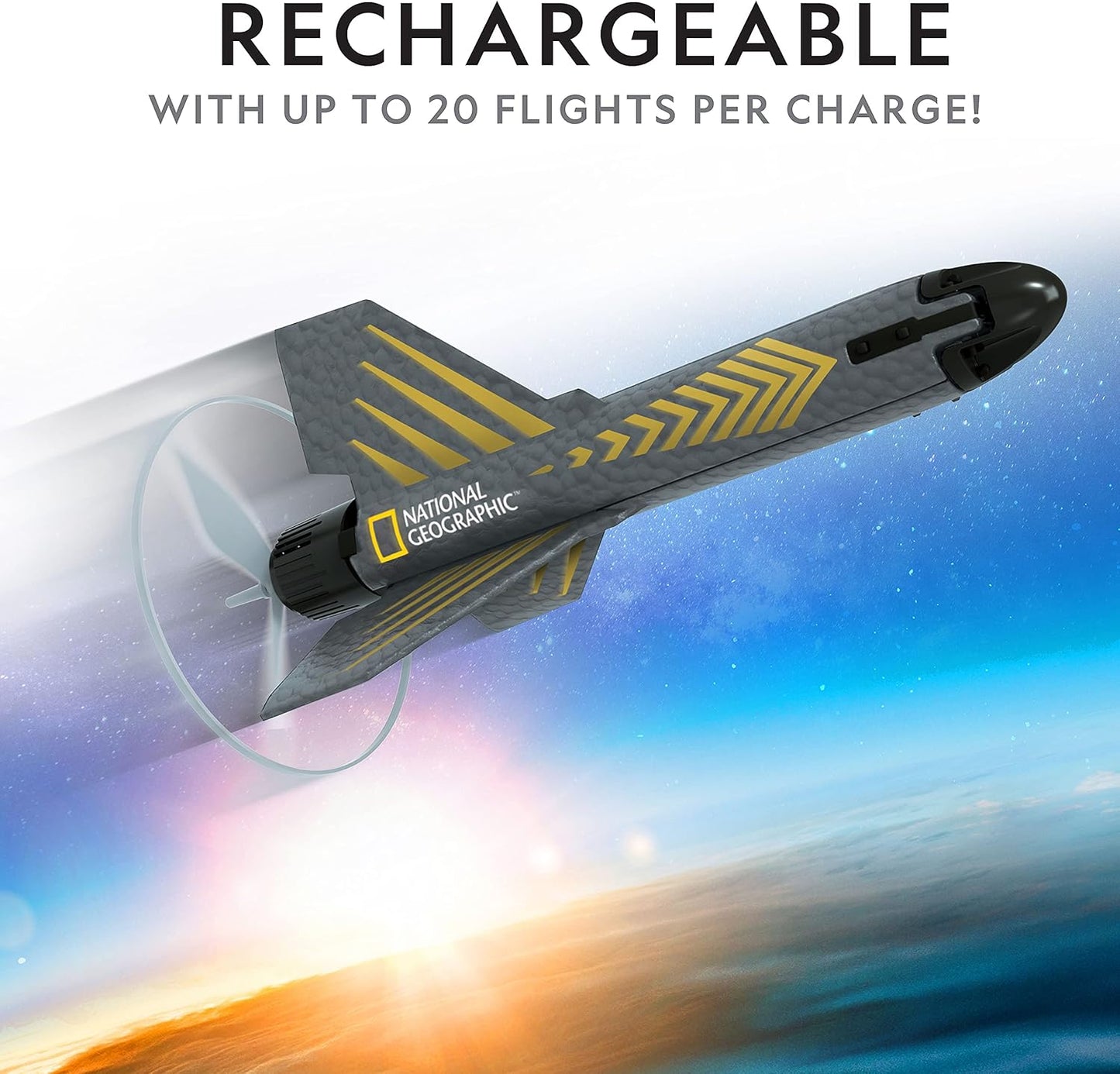National Geographic Air Rocket Toy – Ultimate LED Rocket Launcher for Kids, Jump and Launch the Light Up, Air Powered, Foam Tipped Rockets up to 100 Feet