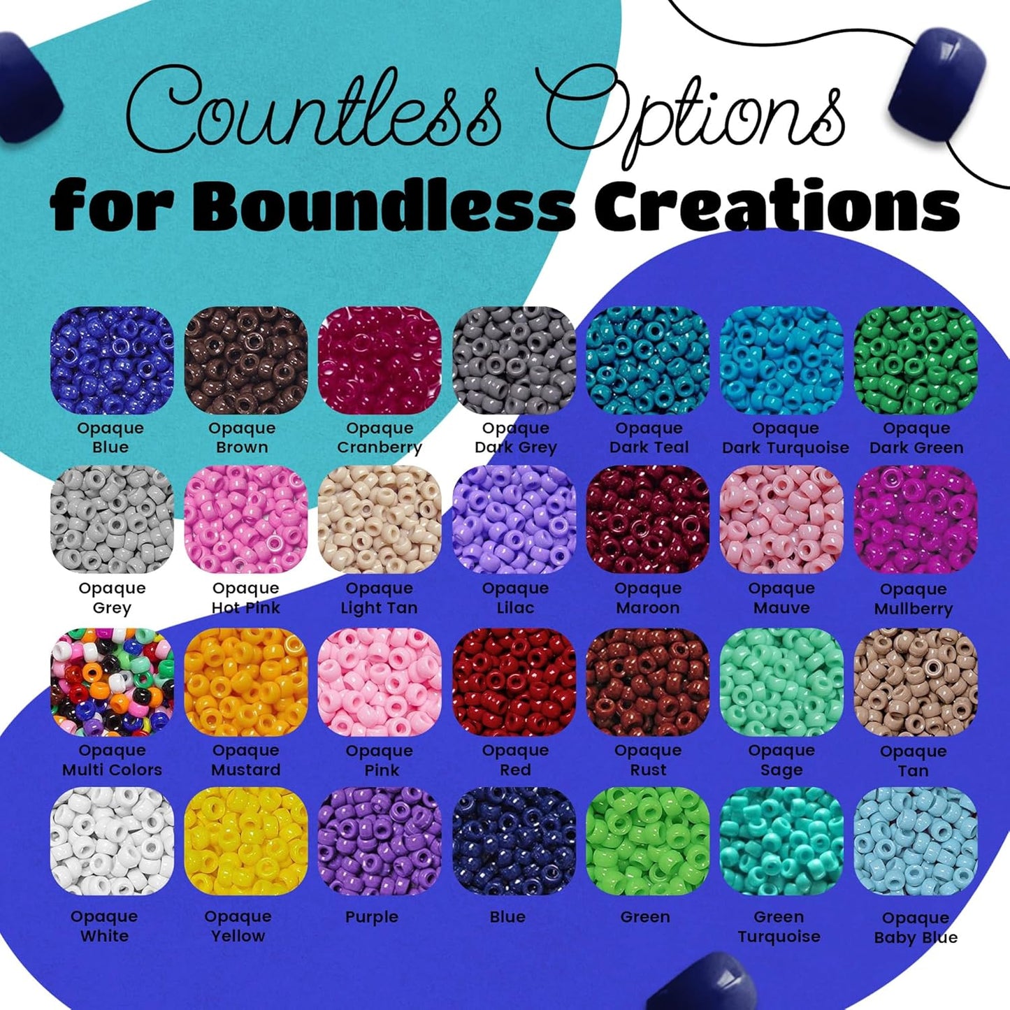 JOLLY STORE Crafts - Mini Pony Beads, Easy-to-Use Reusable Jewelry-Making/Bracelet Beads for Art, Craft Decorations & More, 6.5 x 4mm Beads, Crafted in The USA, Opaque Grey, 1000 pcs (Pack of 1)
