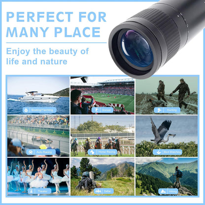 2026 New ED+LAK 12X33 Handheld Monocular Telescope Waterproof with Phone Adapter,PXA&FMC&BAK4 Lens,Ultra Clear High Power Pocket Small Compact Monocular for Kids&Adults Travel Birdwatching Hiking