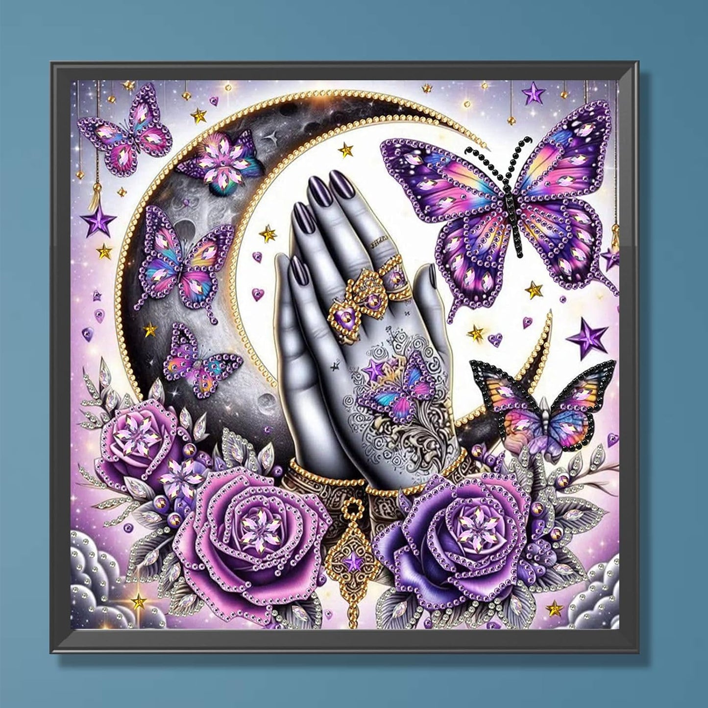 POETRYDRAW Pink Butterfly Special Shaped 5D DIY Partial Drill Diamond Art Painting Kit 30x30cm (Butterfly-1)
