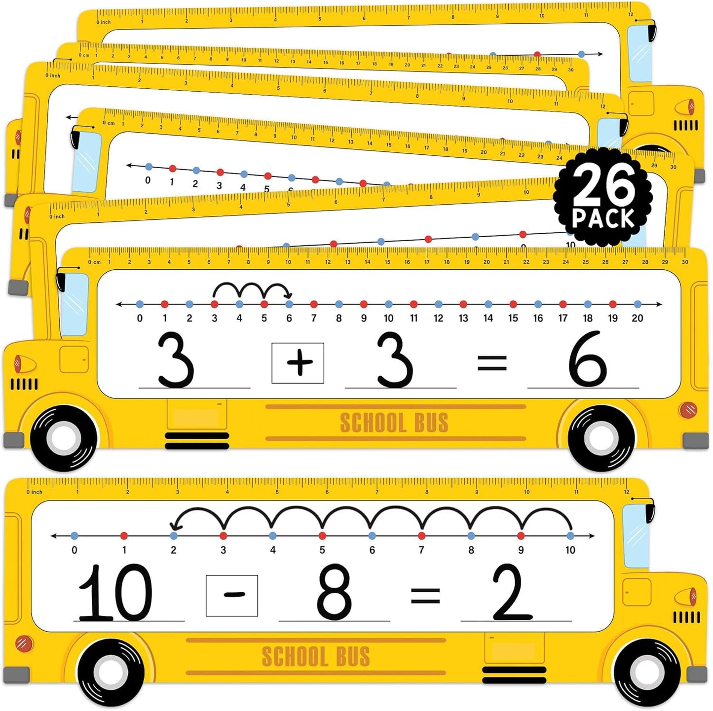 26 Pack Boho Number Line Dry Erase Boards Cards, 14"x4", Double-Sided, 0-10 on One Side & 0-20 on Other Side, Math Manipulatives for Student, Education Classroom Must Haves